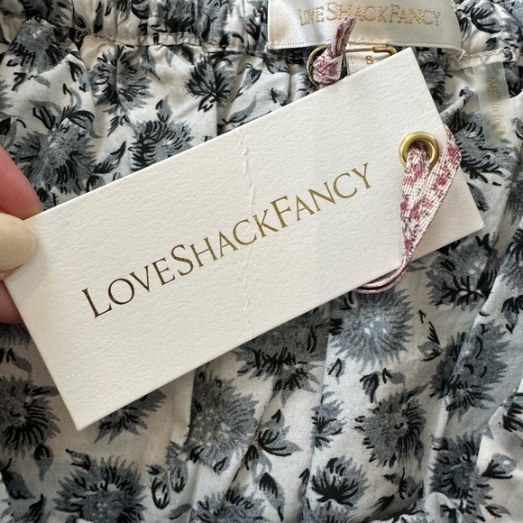 LoveShackFancy Cheyanne Floral Print Bubble Mini Skirt in Warm Grey - Picture 9 of 12